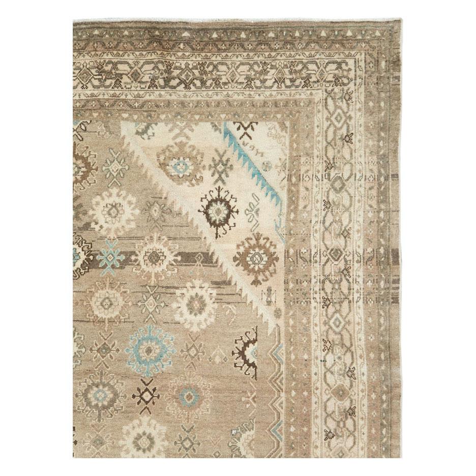 Hand-Knotted Mid-20th Century Handmade Persian Room Size Rug in Light Brown
