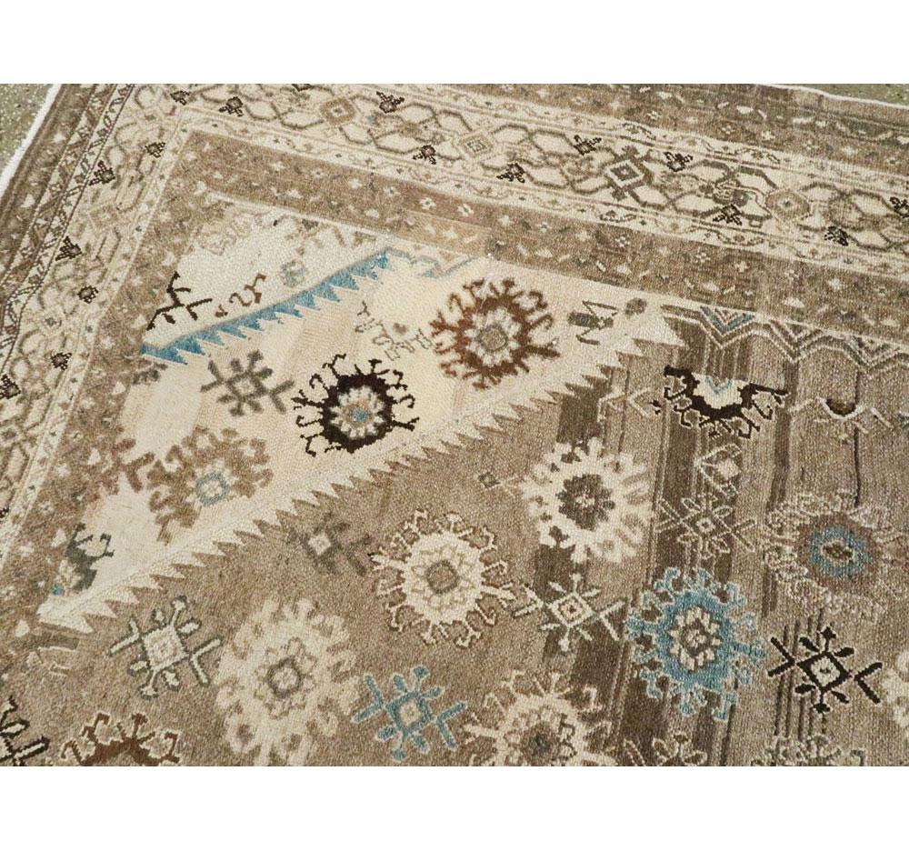 Mid-20th Century Handmade Persian Room Size Rug in Light Brown 1