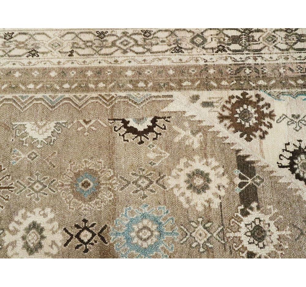Mid-20th Century Handmade Persian Room Size Rug in Light Brown 2