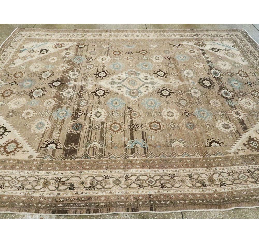 Mid-20th Century Handmade Persian Room Size Rug in Light Brown 3