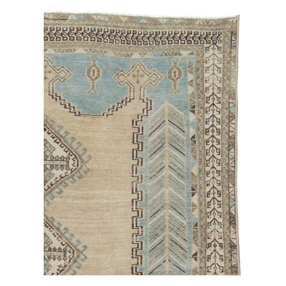 Tribal Mid-20th Century Handmade Persian Afshar Accent Rug in Light Grey and Cream