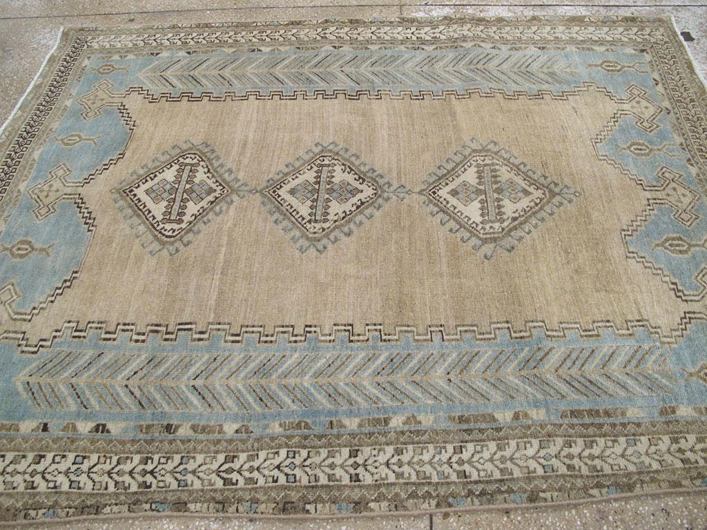 Mid-20th Century Handmade Persian Afshar Accent Rug in Light Grey and Cream 1