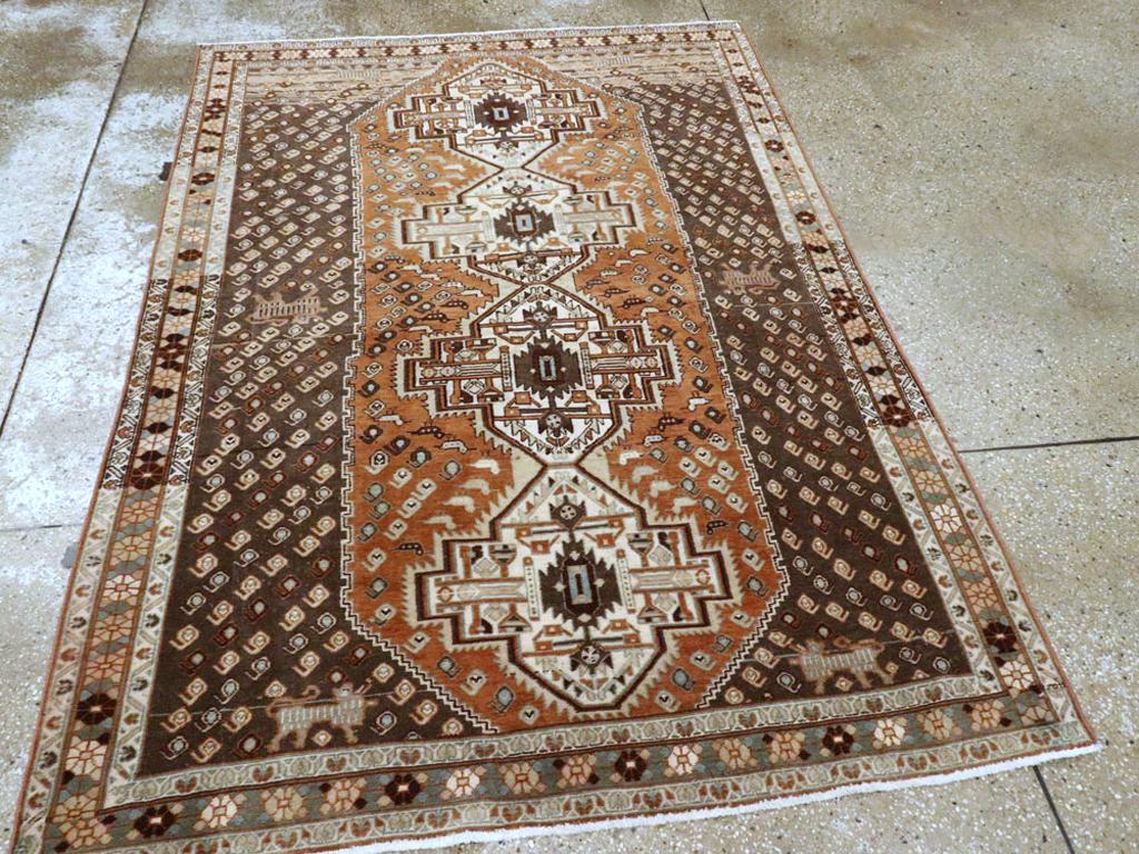 Hand-Knotted Mid-20th Century Handmade Persian Afshar Tribal Accent Rug For Sale