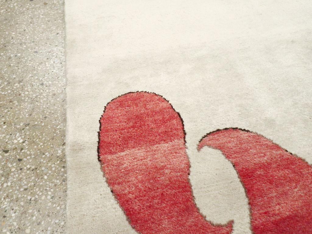 Noué à la main Tapis Persan Art Déco carré Paisley fait main:: milieu du 20e siècle en vente