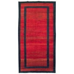 Vintage Mid-20th Century Handmade Persian Art Deco Accent Rug in Red