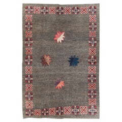 Vintage Mid-20th Century Handmade Persian Art Deco Mashad Accent Rug