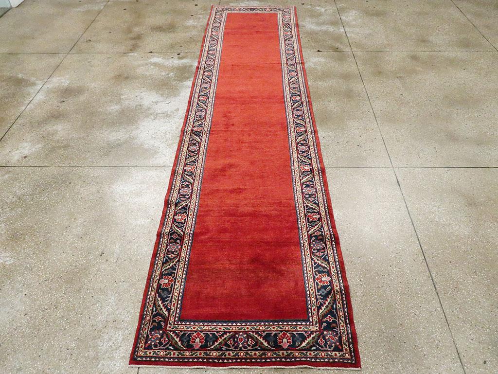 Hand-Knotted Mid-20th Century Handmade Persian Art Deco Style Mahal Runner For Sale