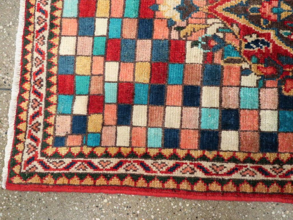 Mid-20th Century Handmade Persian Art Deco Style Mahal Small Runner For Sale 1