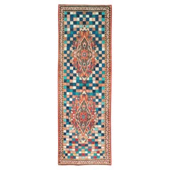 Petit tapis de couloir Mahal de style Art Déco persan fait à la main du milieu du 20e siècle