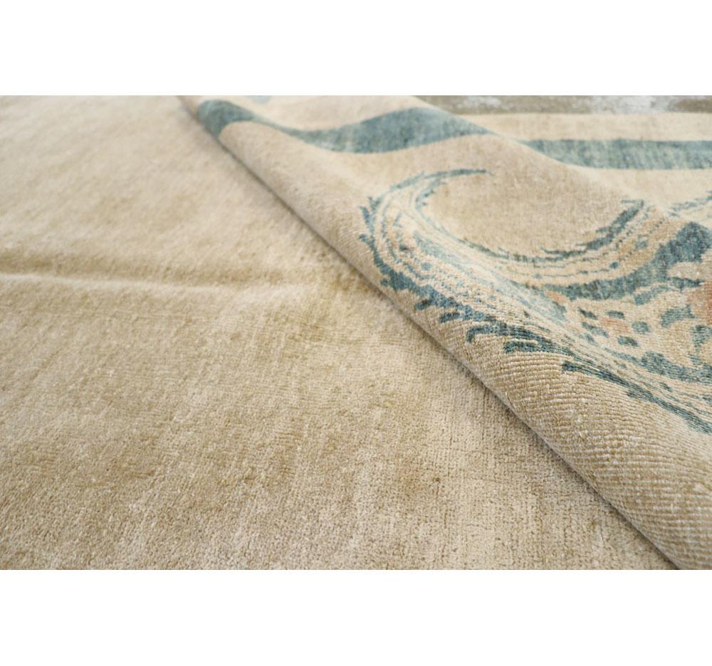 Handgefertigter persischer Mashad-Teppich im Art-déco-Stil aus der Mitte des 20. Jahrhunderts im Angebot 3