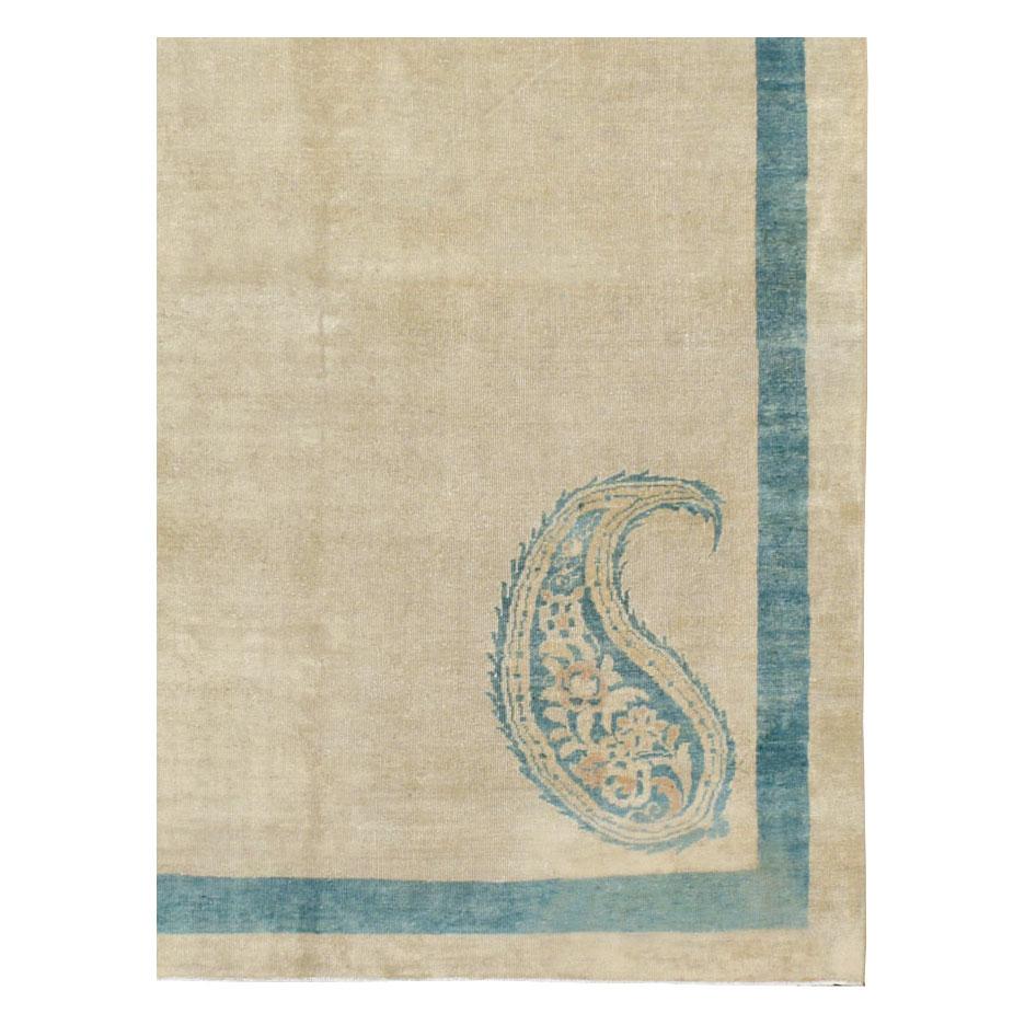 Handgefertigter persischer Mashad-Teppich im Art-déco-Stil aus der Mitte des 20. Jahrhunderts (Persisch) im Angebot