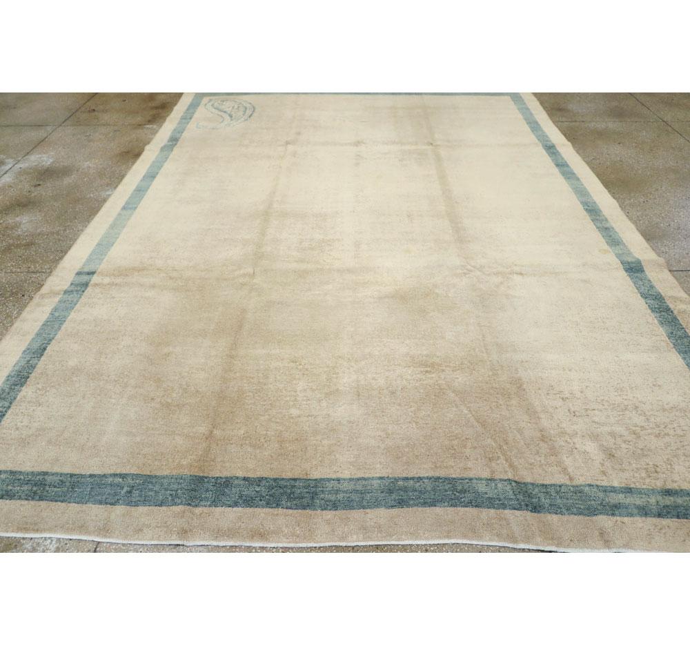 Handgefertigter persischer Mashad-Teppich im Art-déco-Stil aus der Mitte des 20. Jahrhunderts (Handgeknüpft) im Angebot