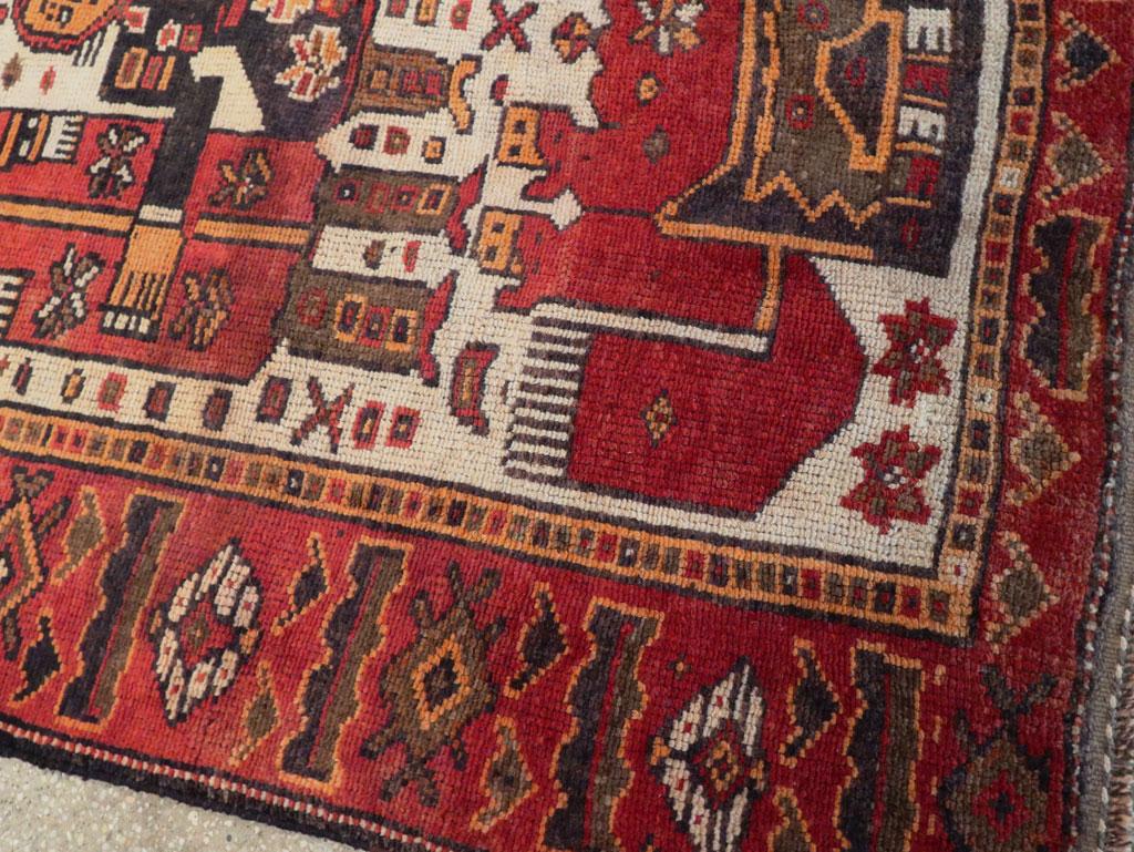Mid-20th Century Handmade Persian Bakhtiari Pictorial Gallery Carpet For Sale 2