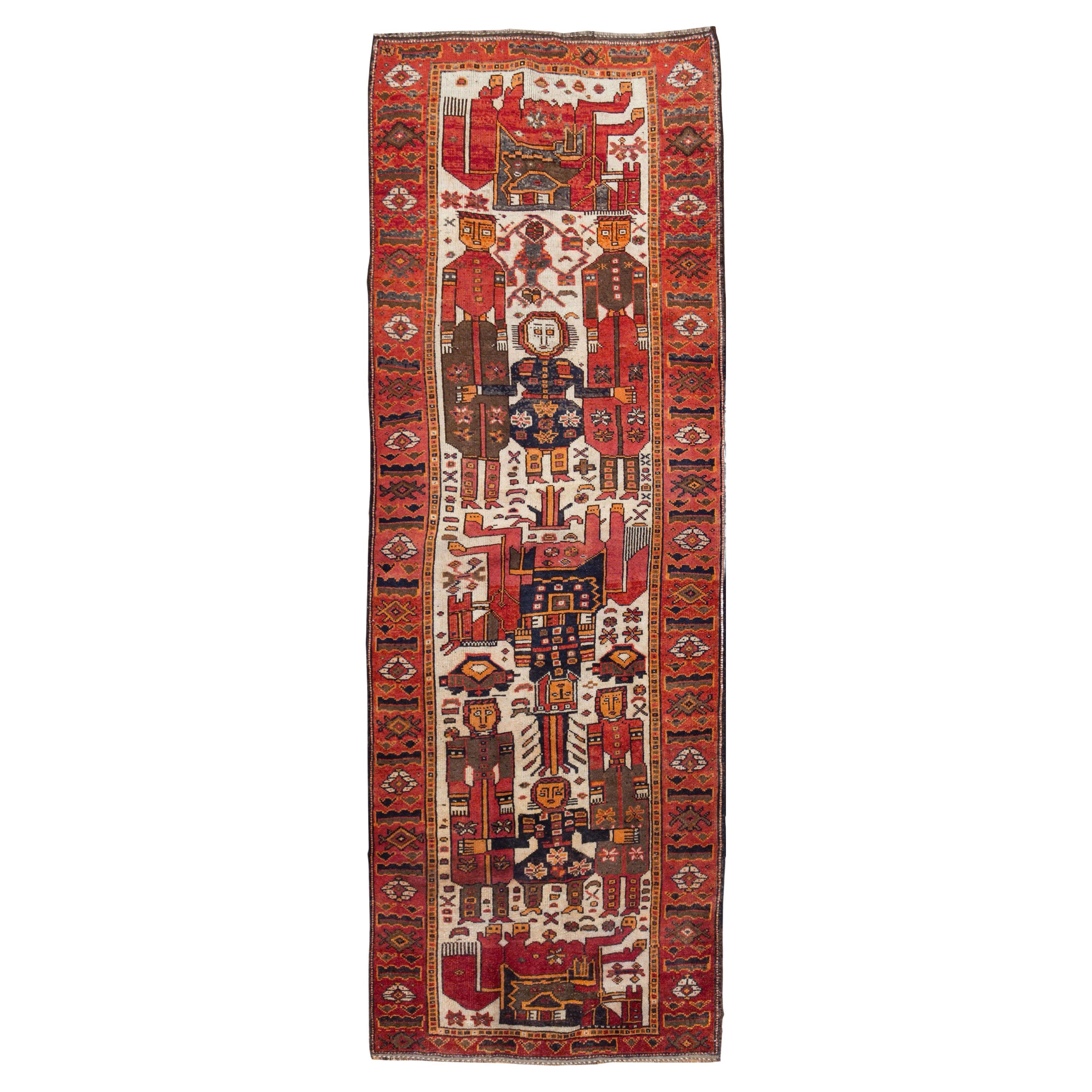 Mid-20th Century Handmade Persian Bakhtiari Pictorial Gallery Carpet