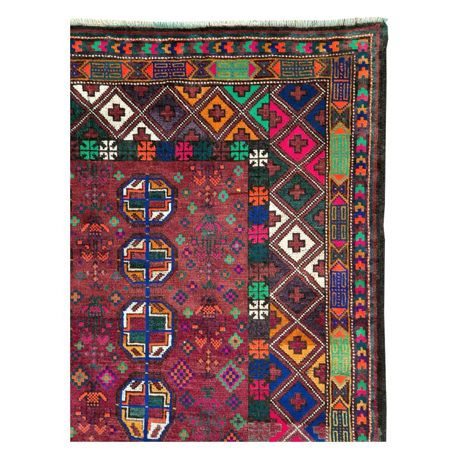 Tribal Mid-20th Century Handmade Persian Baluch Accent Rug For Sale