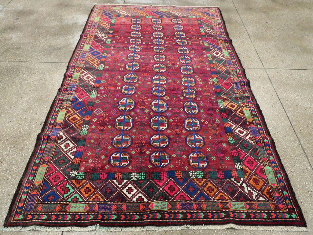 Hand-Knotted Mid-20th Century Handmade Persian Baluch Accent Rug For Sale