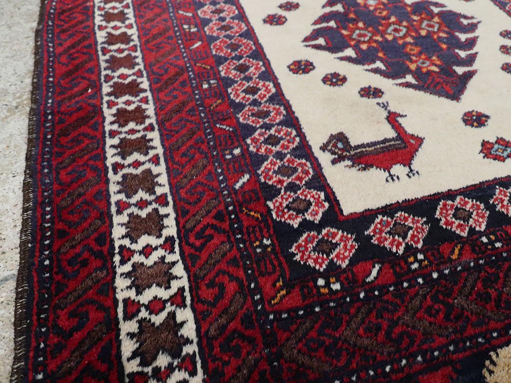 Tribal Mid-20th Century Handmade Persian Baluch Throw Rug For Sale
