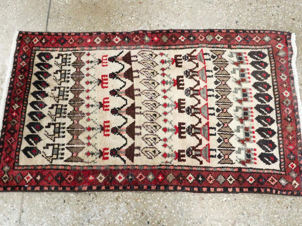 Hand-Knotted Mid-20th Century Handmade Persian Baluch Throw Rug For Sale