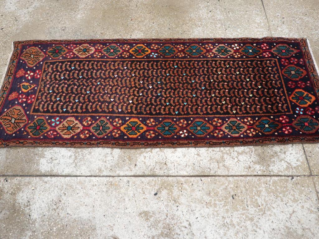 Hand-Knotted Mid-20th Century Handmade Persian Baluch Throw Rug For Sale