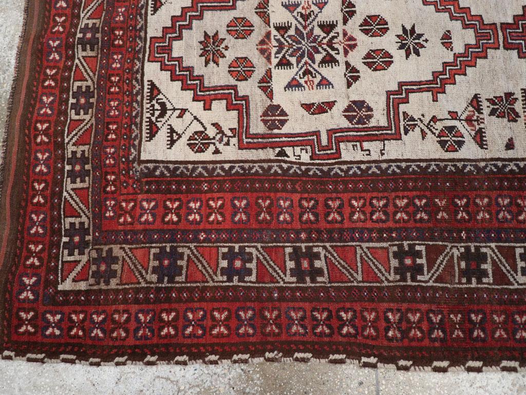Wool Mid-20th Century Handmade Persian Baluch Tribal Accent Rug For Sale
