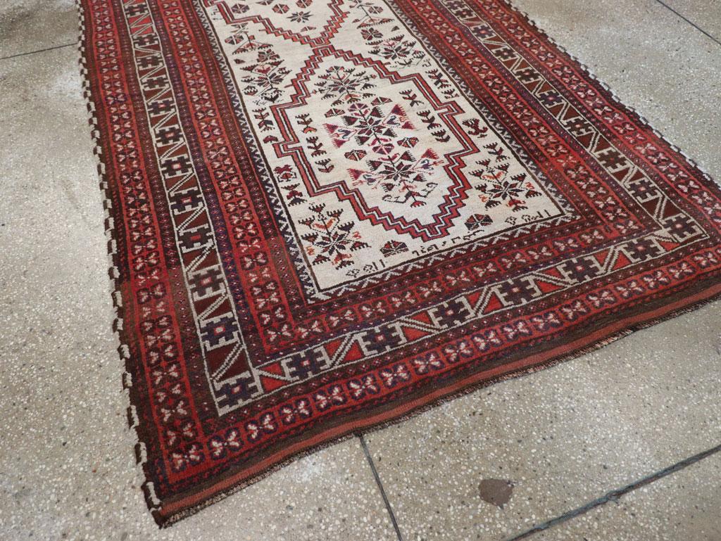 Mid-20th Century Handmade Persian Baluch Tribal Accent Rug For Sale 1