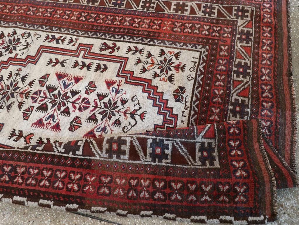 Mid-20th Century Handmade Persian Baluch Tribal Accent Rug For Sale 2
