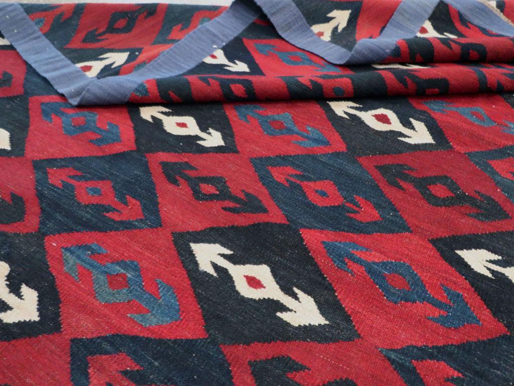 Mid-20th Century Handmade Persian Flat-Weave Kilim Room Size Carpet 4
