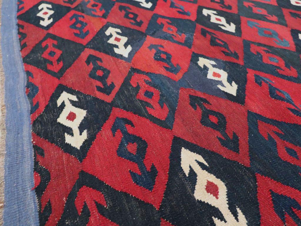Wool Mid-20th Century Handmade Persian Flat-Weave Kilim Room Size Carpet