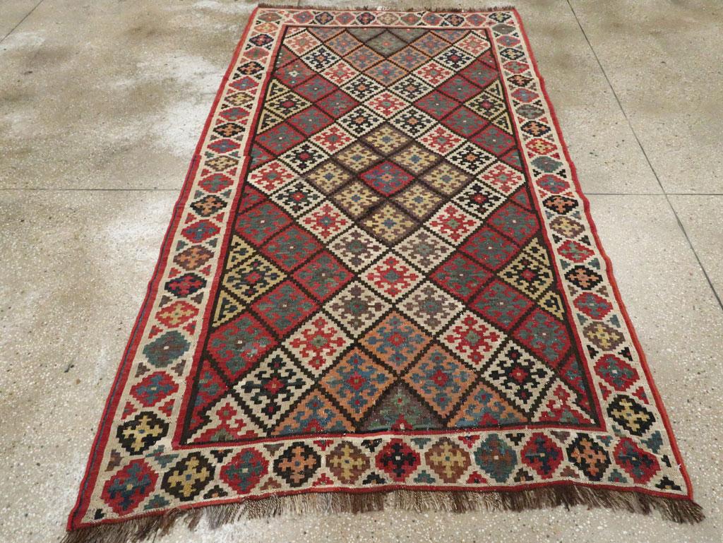 Mid-20th Century, Handmade Persian Flatweave Kilim Accent Rug In Good Condition For Sale In New York, NY
