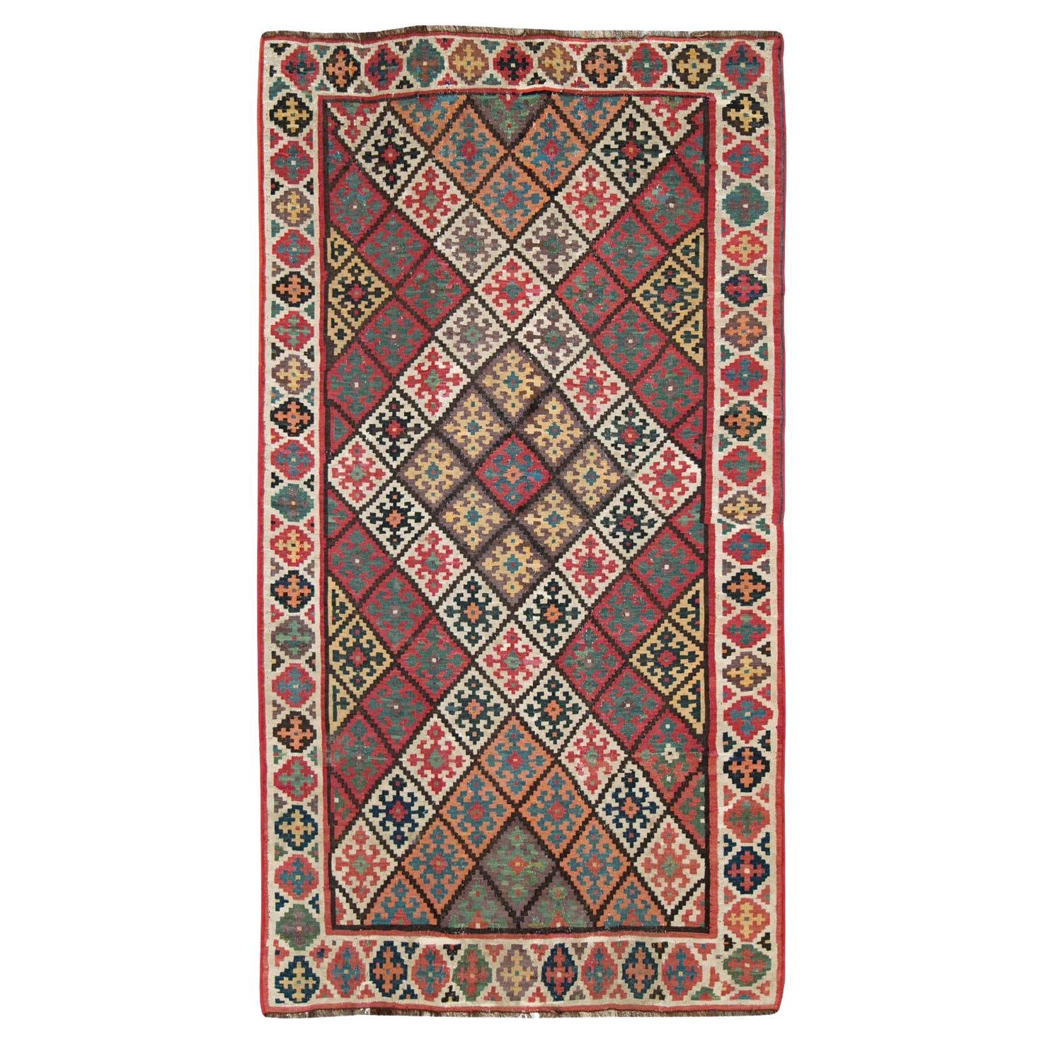 Mid-20th Century, Handmade Persian Flatweave Kilim Accent Rug