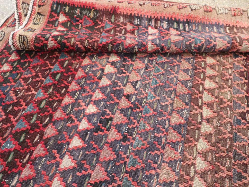 Mid-20th Century Handmade Persian Flatweave Kilim Gallery Carpet For Sale 4