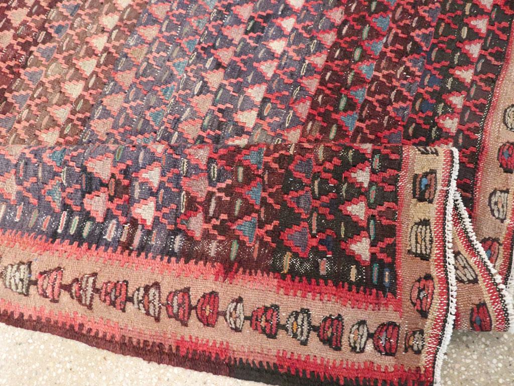 Mid-20th Century Handmade Persian Flatweave Kilim Gallery Carpet For Sale 3