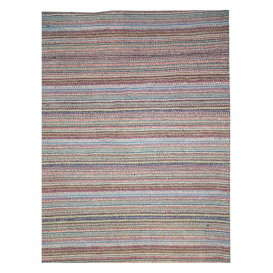 A vintage Persian flat-weave Kilim small room size carpet handmade during the mid-20th century.

Measures: 6' 9