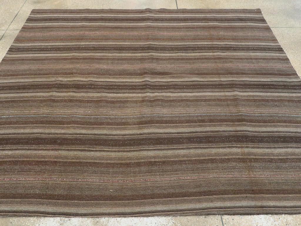 Mid-20th Century Handmade Persian Flatweave Kilim Small Square Room Size Rug In Excellent Condition For Sale In New York, NY