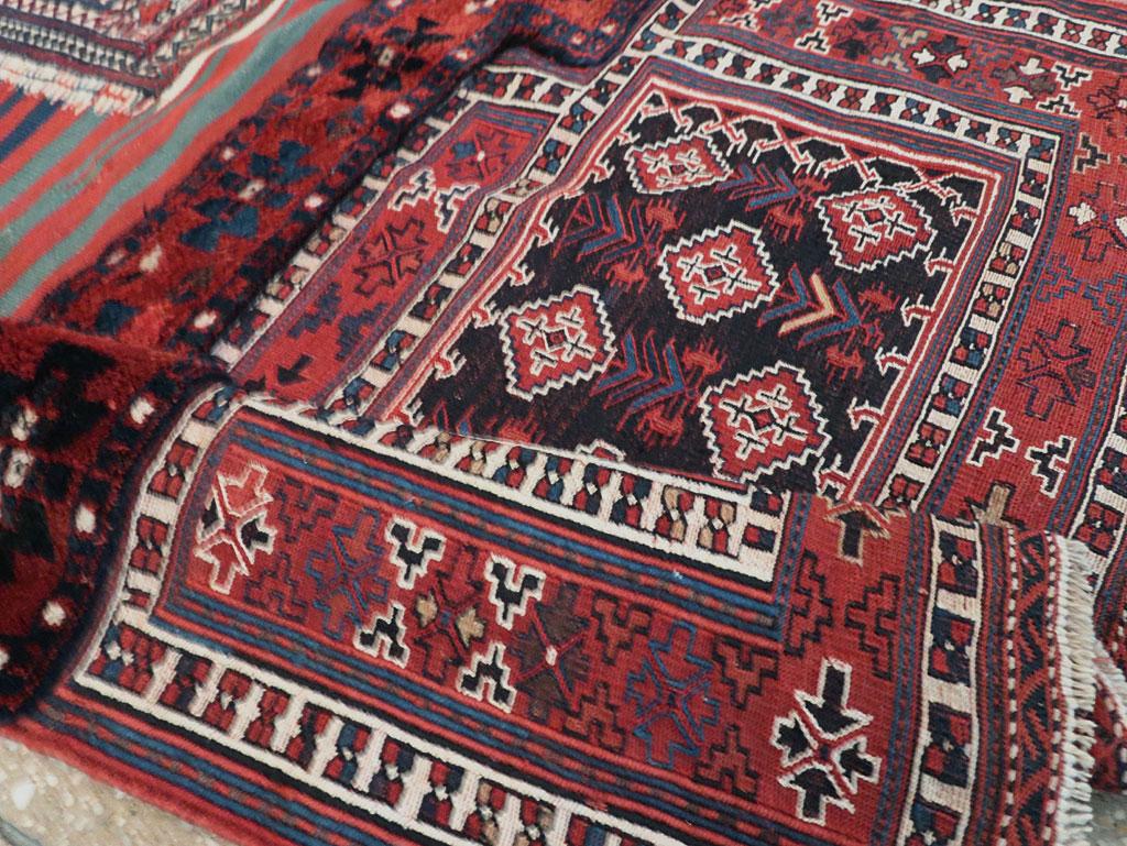 Mid-20th Century Handmade Persian Flatweave Kilim Square Throw Rug For Sale 3