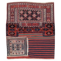 Mid-20th Century Handmade Persian Flatweave Kilim Square Throw Rug