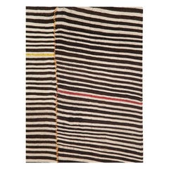 Mid-20th Century Handmade Persian Flatweave Kilim Zebra Print Square Accent Rug