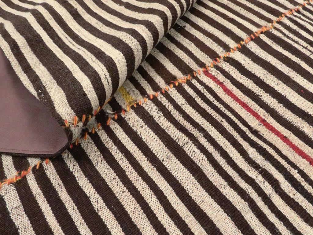 Mid-20th Century Handmade Persian Flatweave Kilim Zebra Print Square Accent Rug For Sale 3