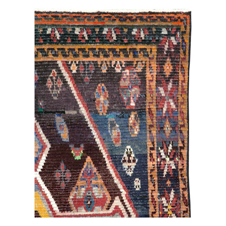 Tribal Mid-20th Century Handmade Persian Gabbeh Accent Rug For Sale