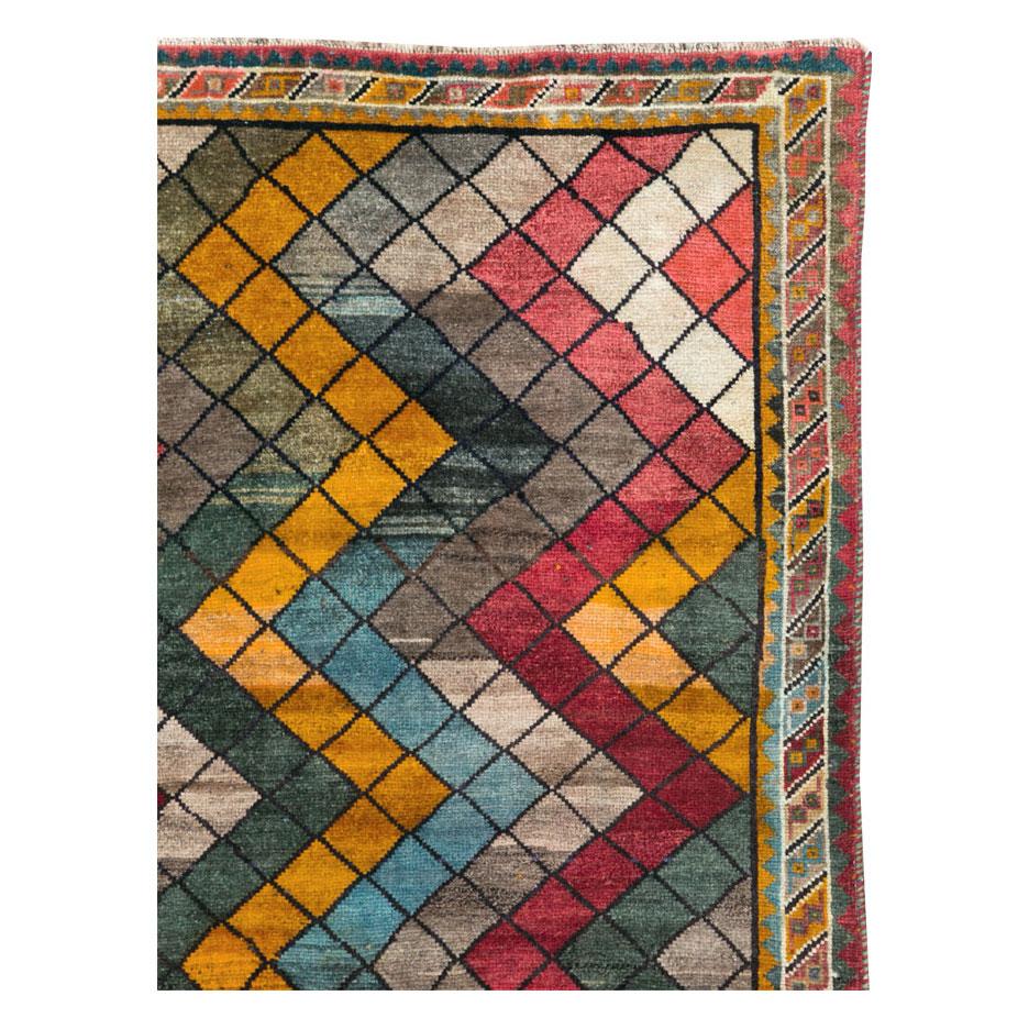 Modern Mid-20th Century Handmade Persian Gabbeh Accent Rug For Sale