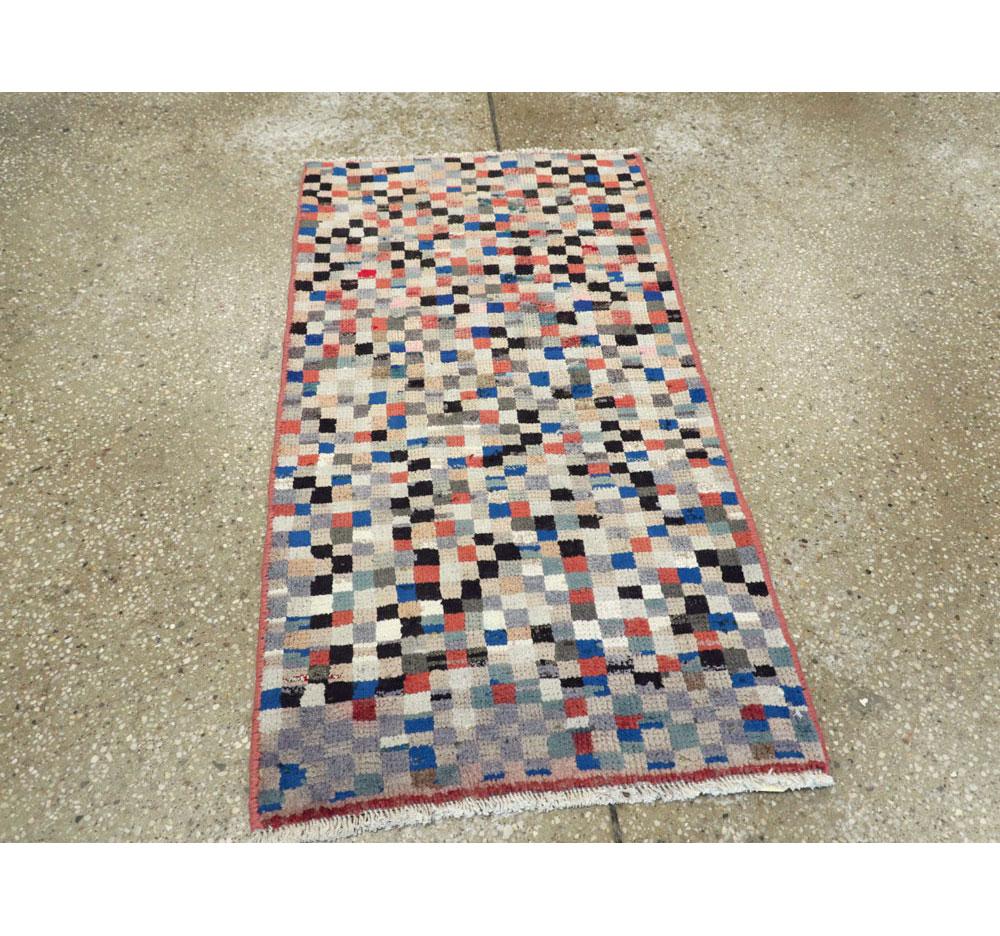 Hand-Knotted Mid-20th Century Handmade Persian Gabbeh Contemporary Throw Rug For Sale