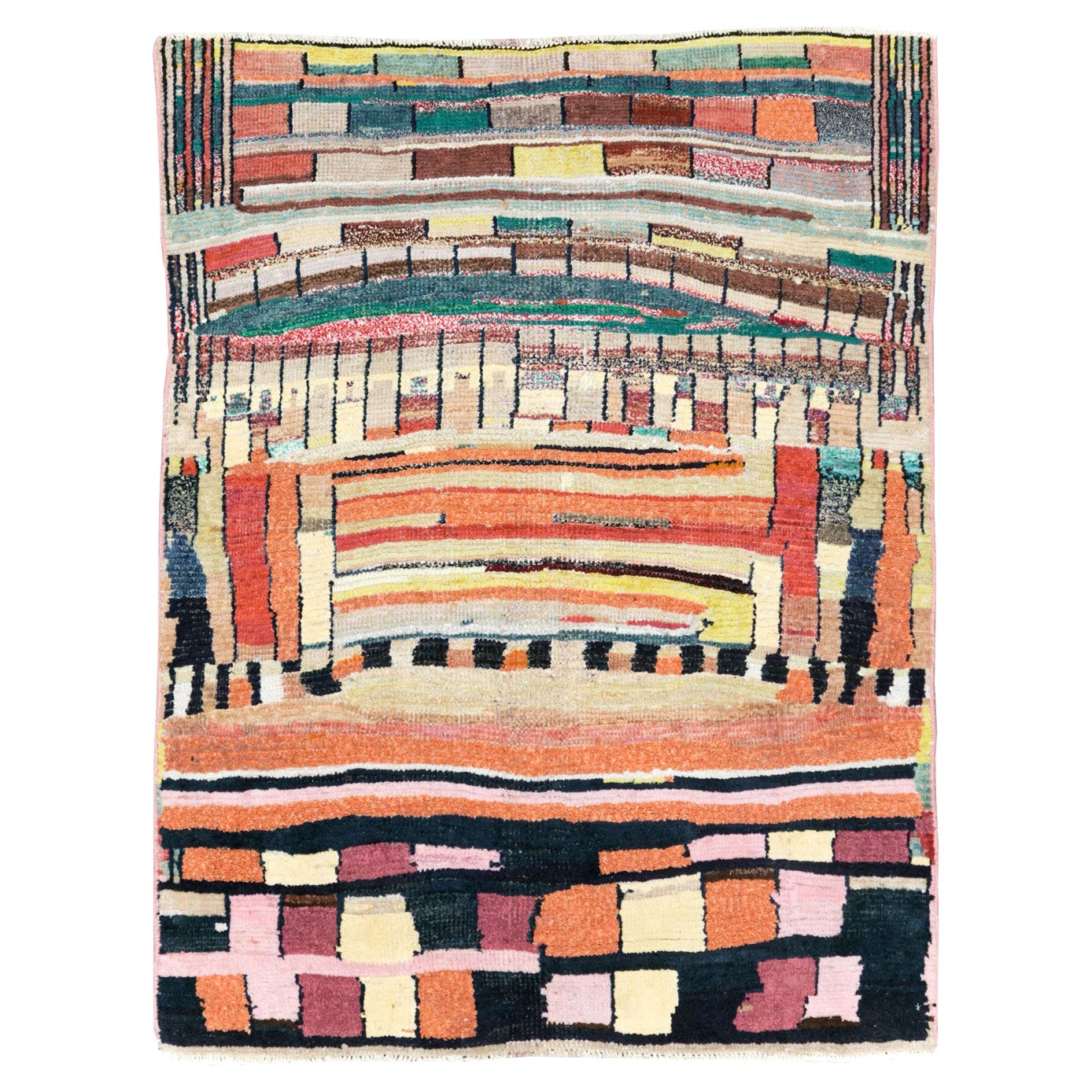 Mid-20th Century Handmade Persian Gabbeh Throw Rug For Sale
