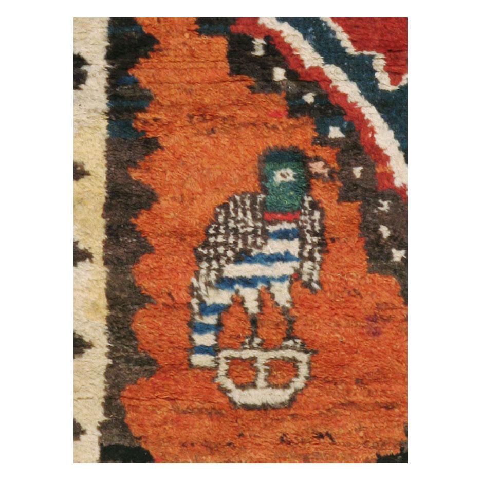 Hand-Knotted Mid-20th Century Handmade Persian Gabbeh Tribal Accent Rug For Sale