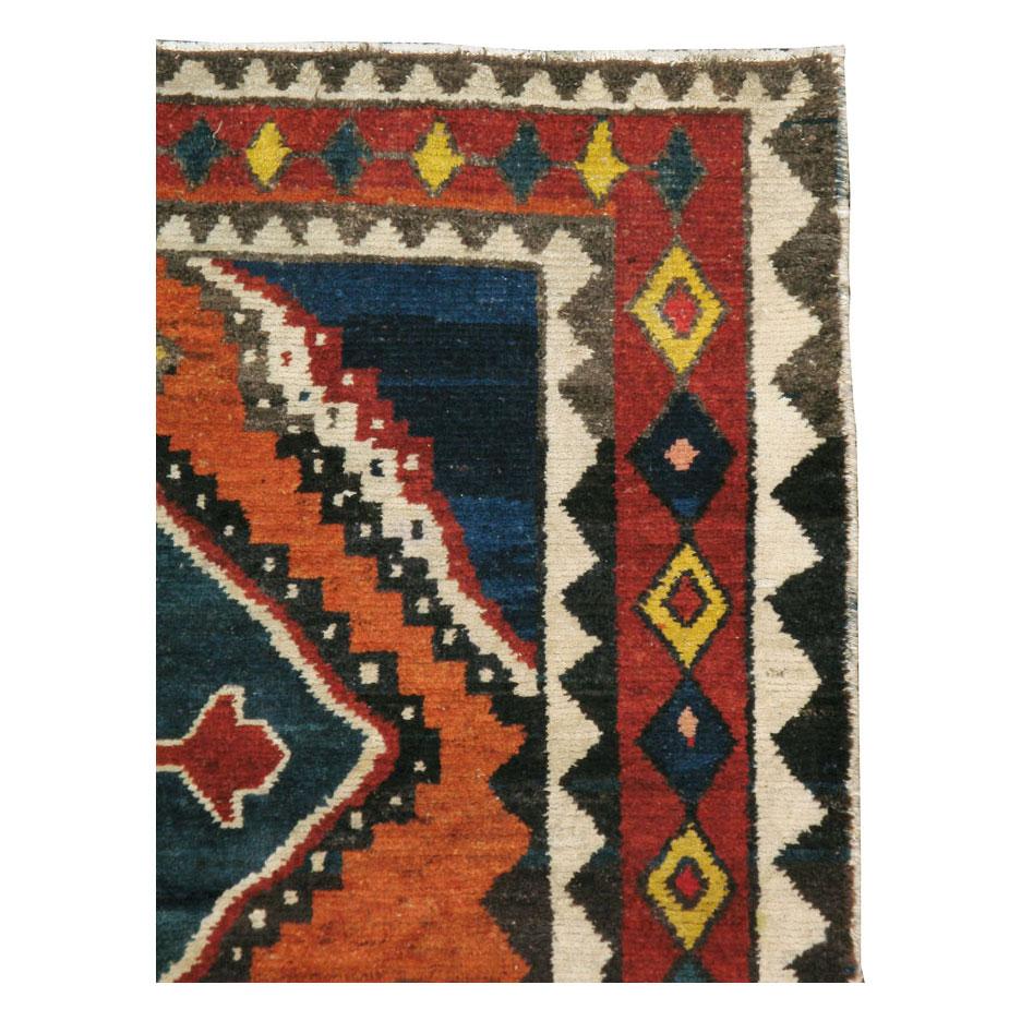 Mid-20th Century Handmade Persian Gabbeh Tribal Accent Rug In Good Condition For Sale In New York, NY