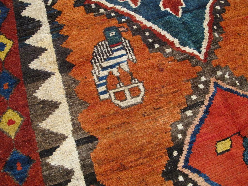 Mid-20th Century Handmade Persian Gabbeh Tribal Accent Rug For Sale 1