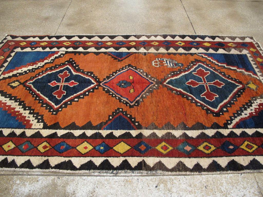 Mid-20th Century Handmade Persian Gabbeh Tribal Accent Rug For Sale 3