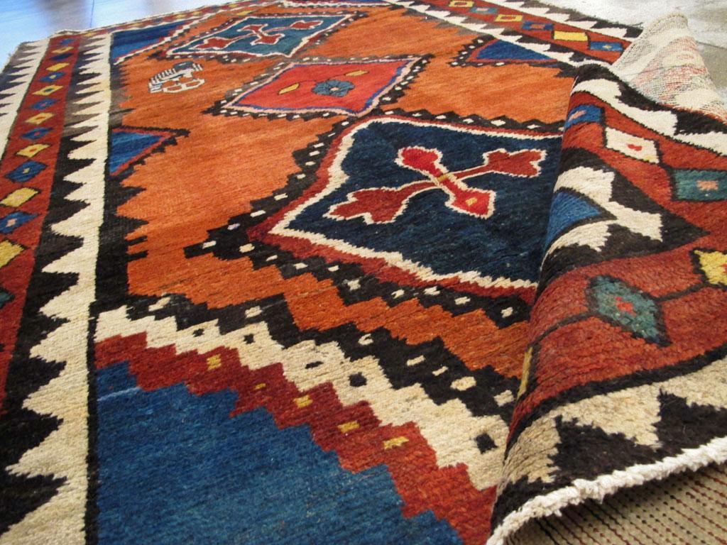 Mid-20th Century Handmade Persian Gabbeh Tribal Accent Rug For Sale 4