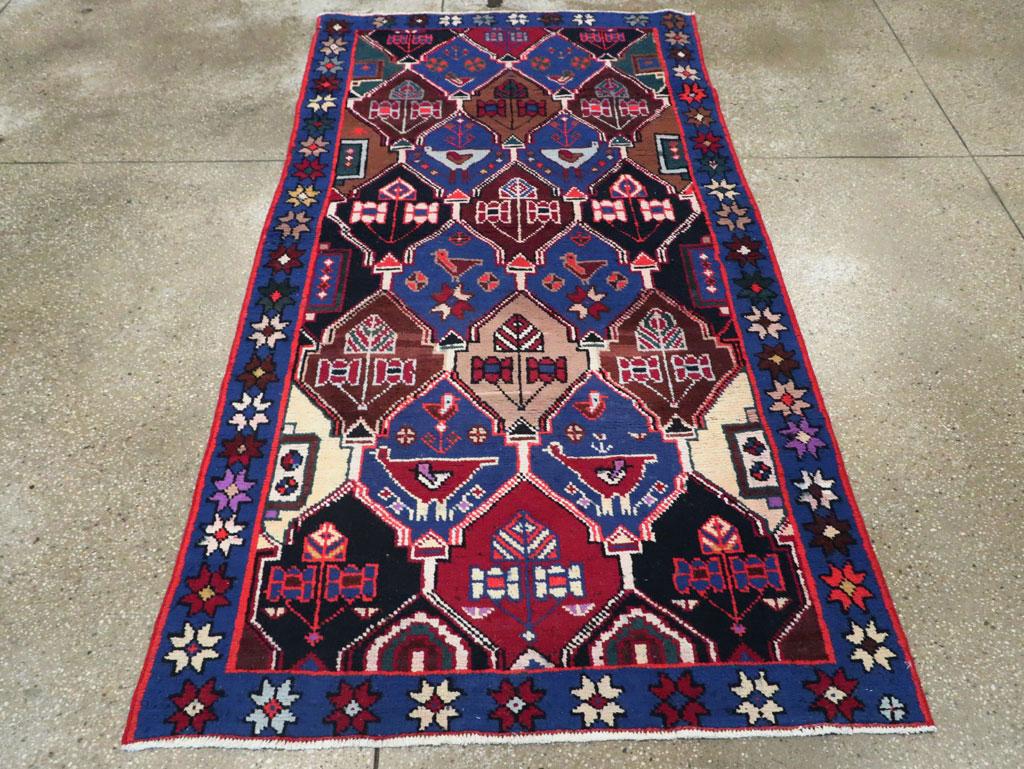 Modern Mid-20th Century Handmade Persian Hamadan Accent Rug For Sale