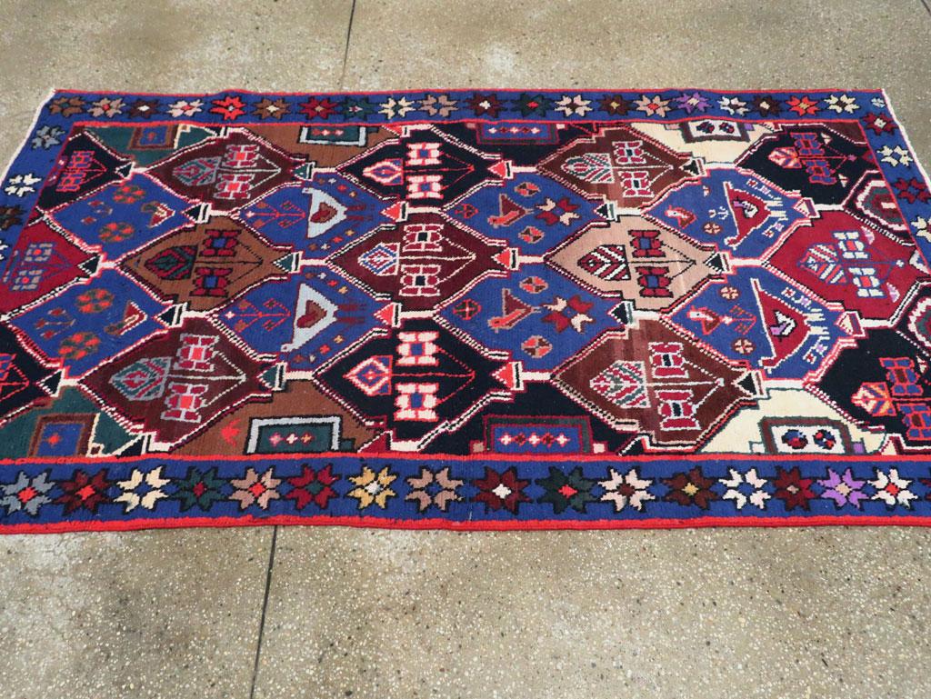 Hand-Knotted Mid-20th Century Handmade Persian Hamadan Accent Rug For Sale