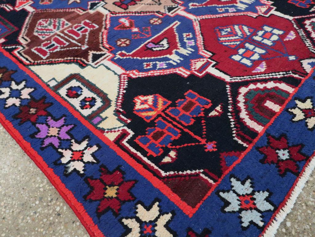 Wool Mid-20th Century Handmade Persian Hamadan Accent Rug For Sale